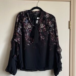 Le Chateau Black Floral Blouse XL